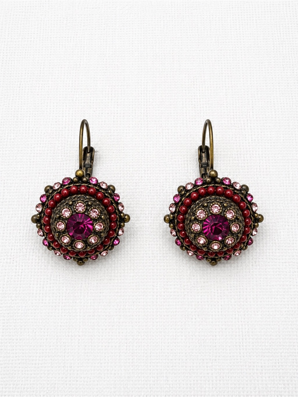 Vintage-Style Pink Crystal Drop Earrings